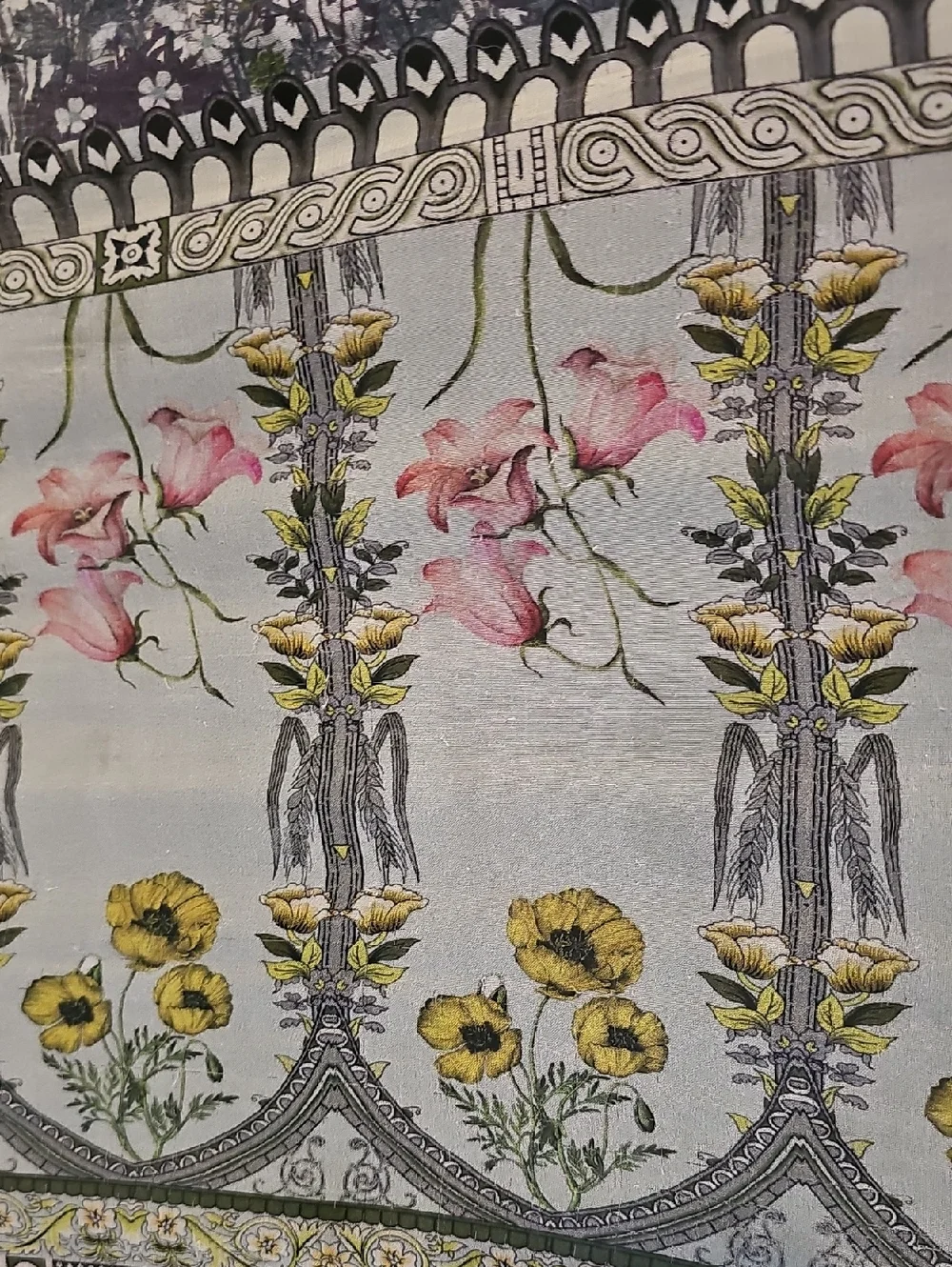 Pakistani Inspired Floral Garden Throw Cover in Sage Green/black W/Pearls 46